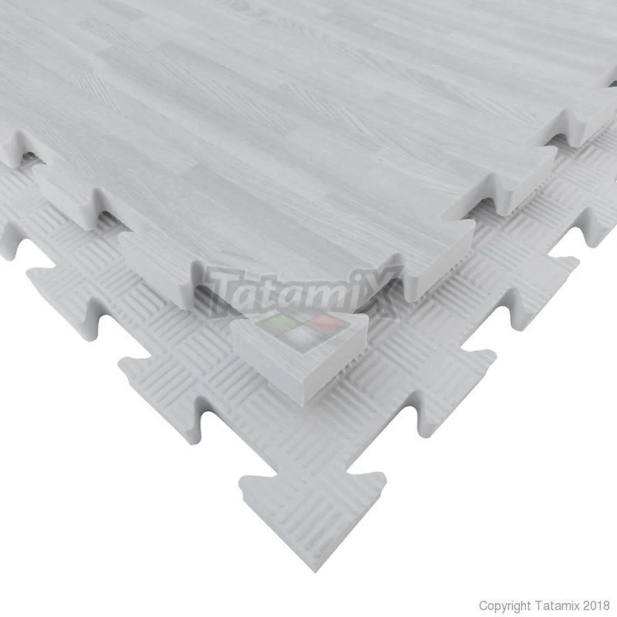 Tatami W20P estera efecto madera gris claro blanco/blanco 100 cm x 100 cm x 2 cm