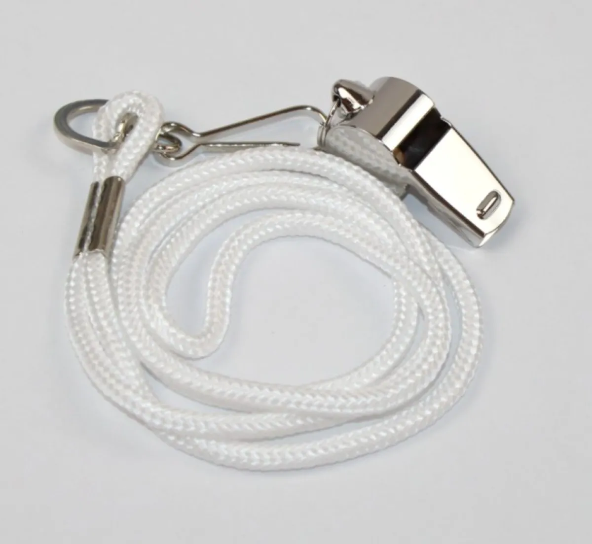 Metal whistle with white band