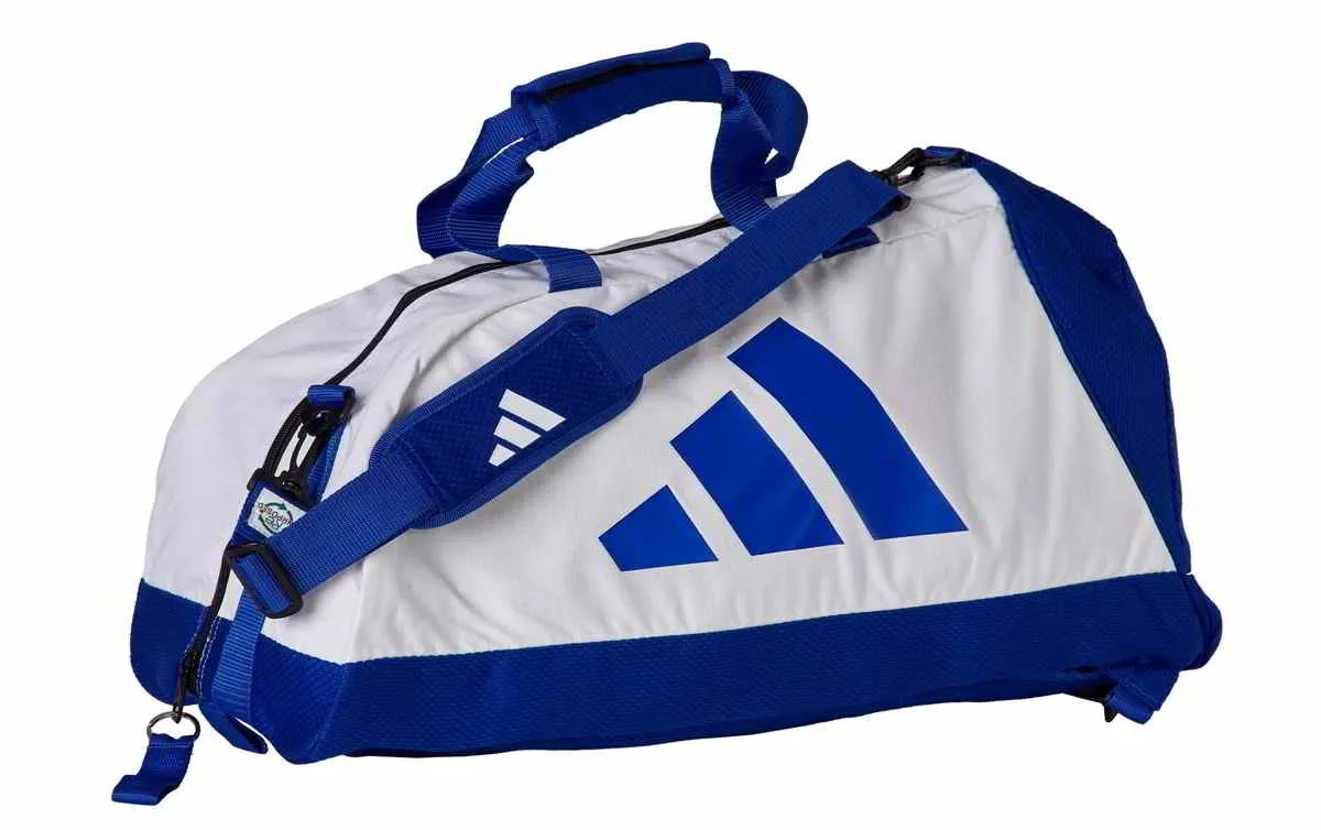adidas judo bag blue white, size M with judo suit fabric
