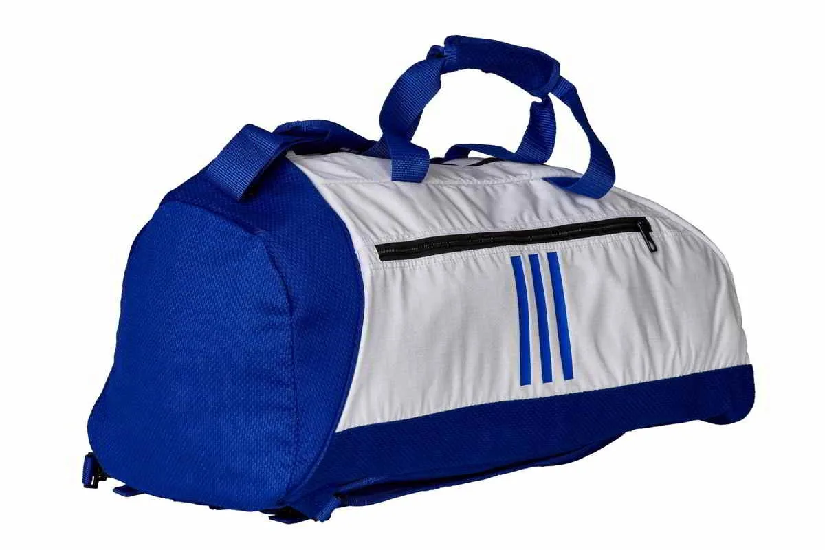 adidas Judo Tasche blau weiss, Gr. M mit Judoanzugstoff Gr. L Rückseite
