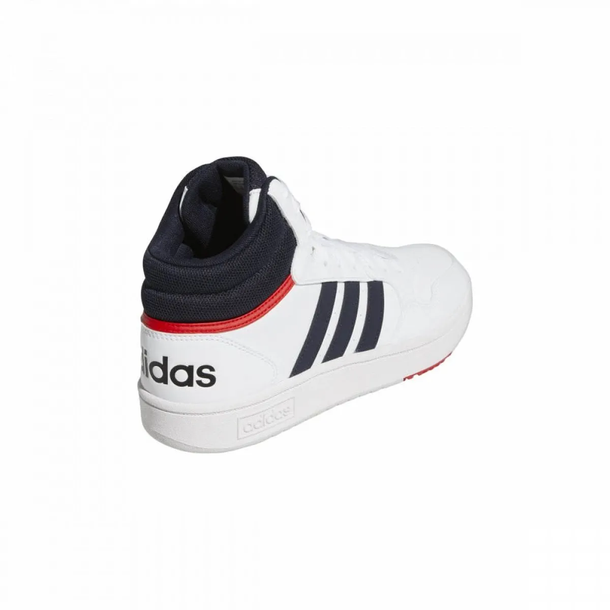 Bota media caña adidas Hoops 3.0 blanca con rayas negras