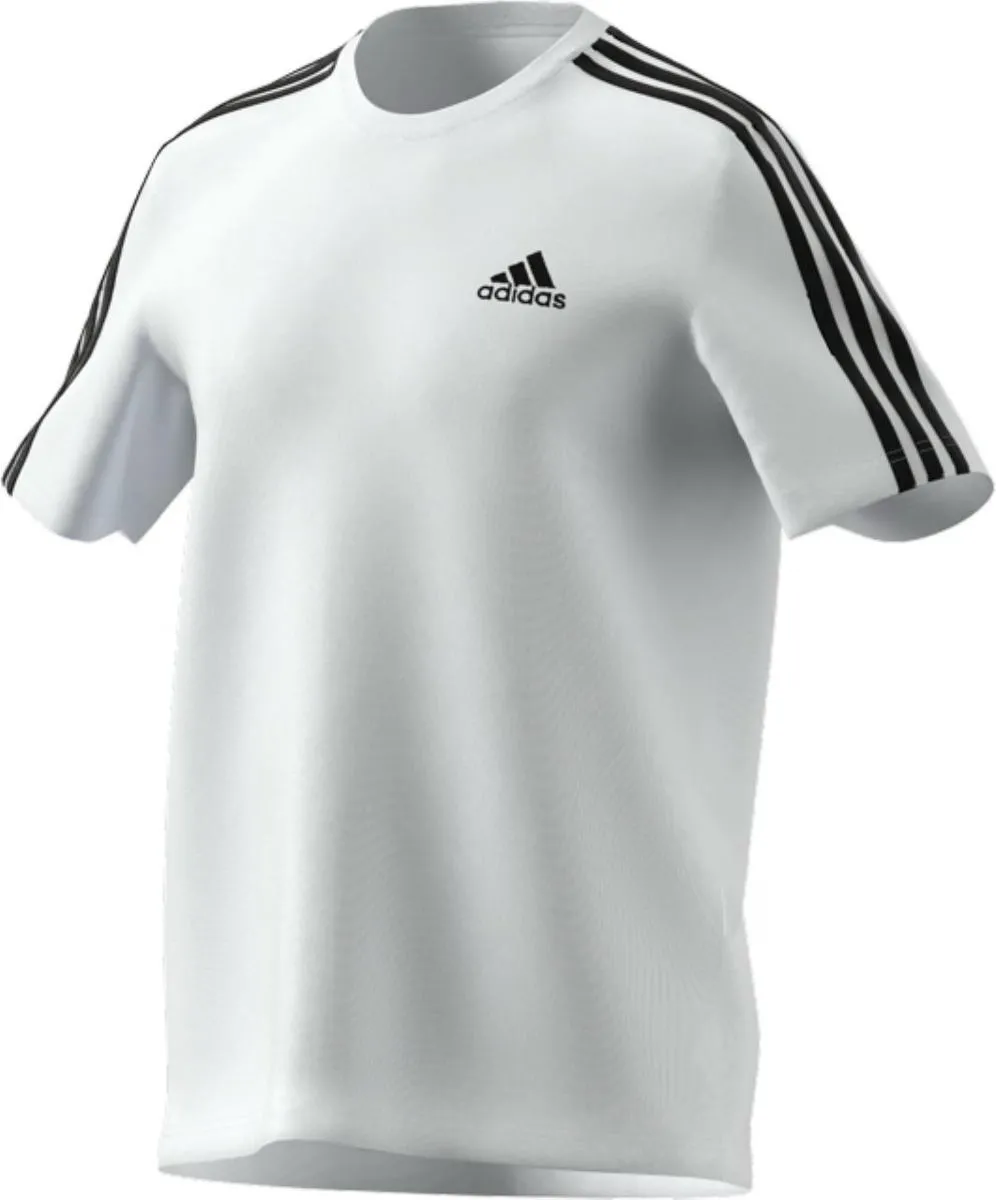 adidas T-Shirt weiß mit schwarzen Schulterstreifen Vorderseite