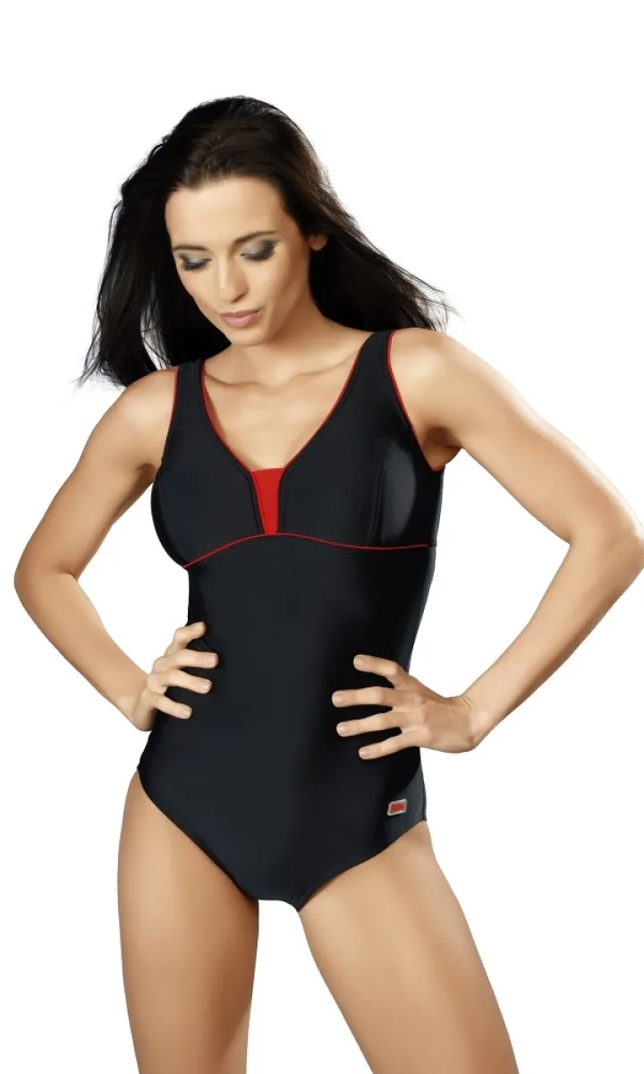 Badeanzug | Schwimmanzug ANIKA I schwarz/rot