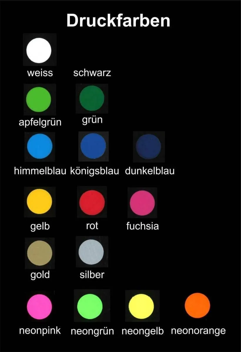 Druckfarben für Turnbeutel Rucksack mit Name Wunschtext