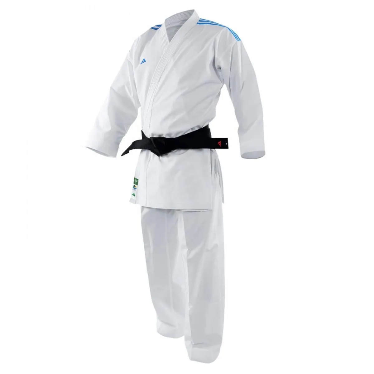 Traje de karate adidas Kumite adiLight K192DNA con bandas azules en los hombros