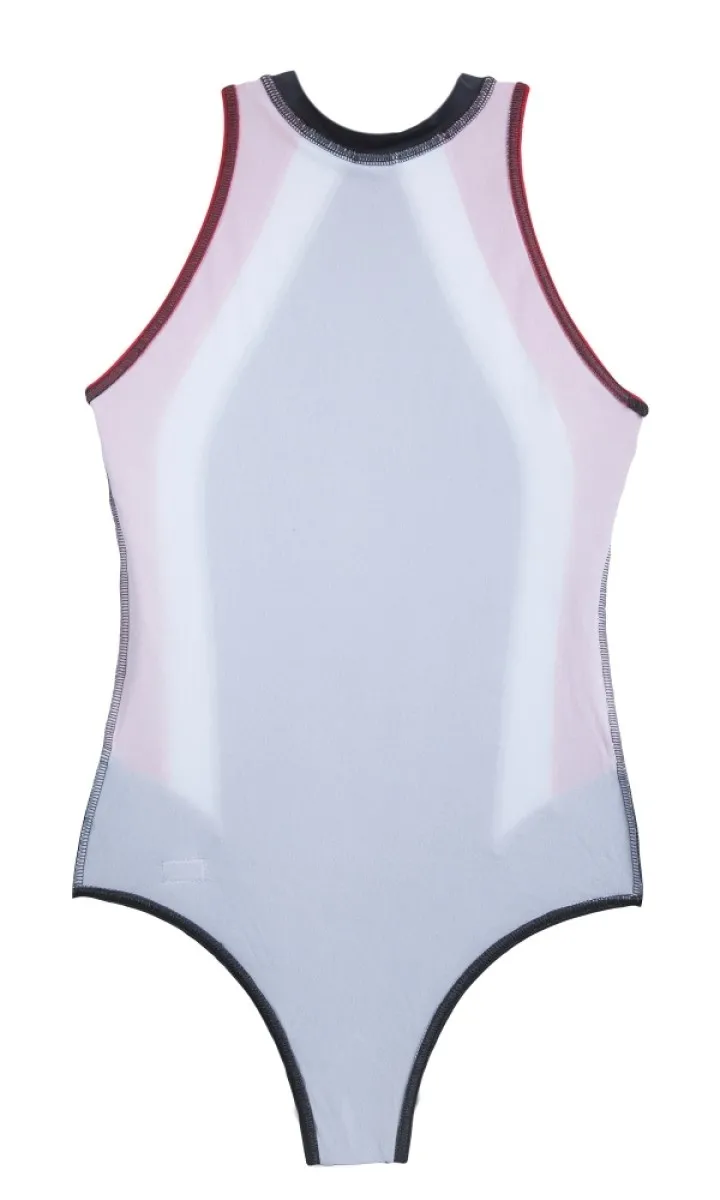 Badeanzug | Schwimmanzug OLIVIA I grau, weiss, rot