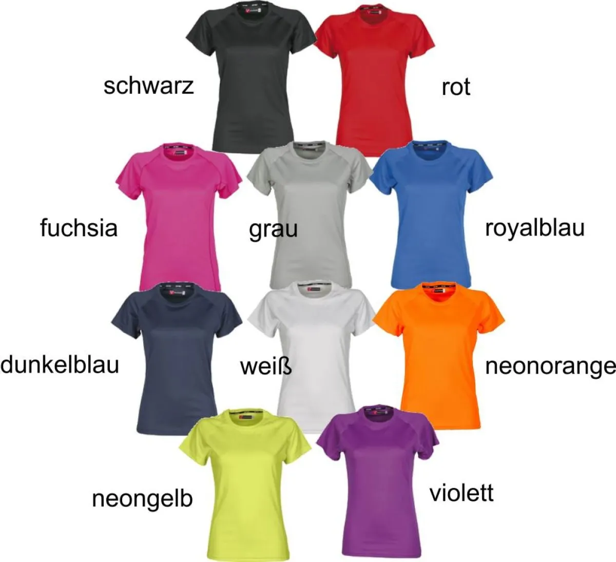 Damen Funktionsshirt mit Rückennummer und Name Farben Shirts