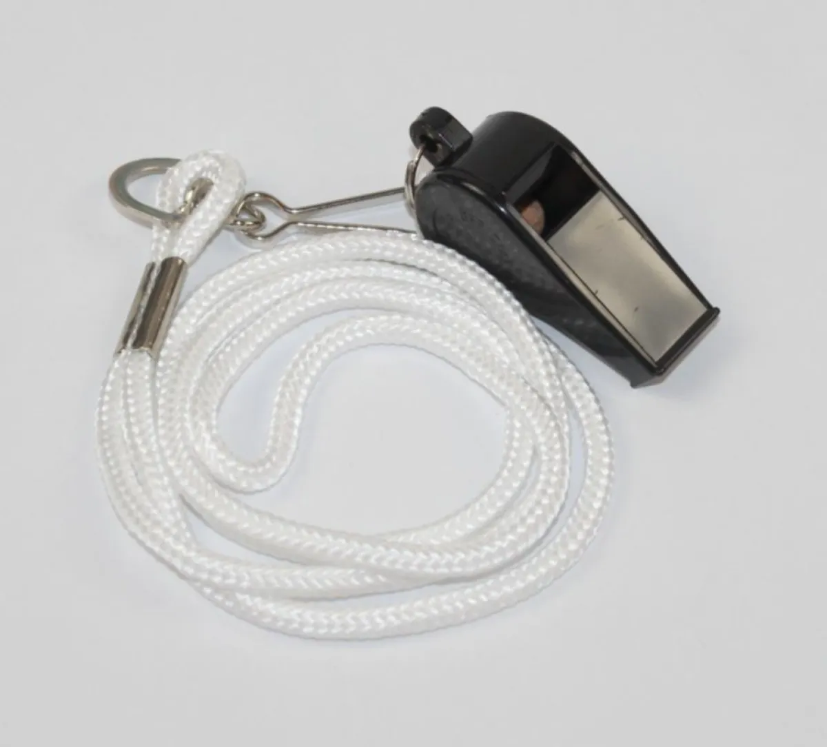 Plastic whistle with white band
