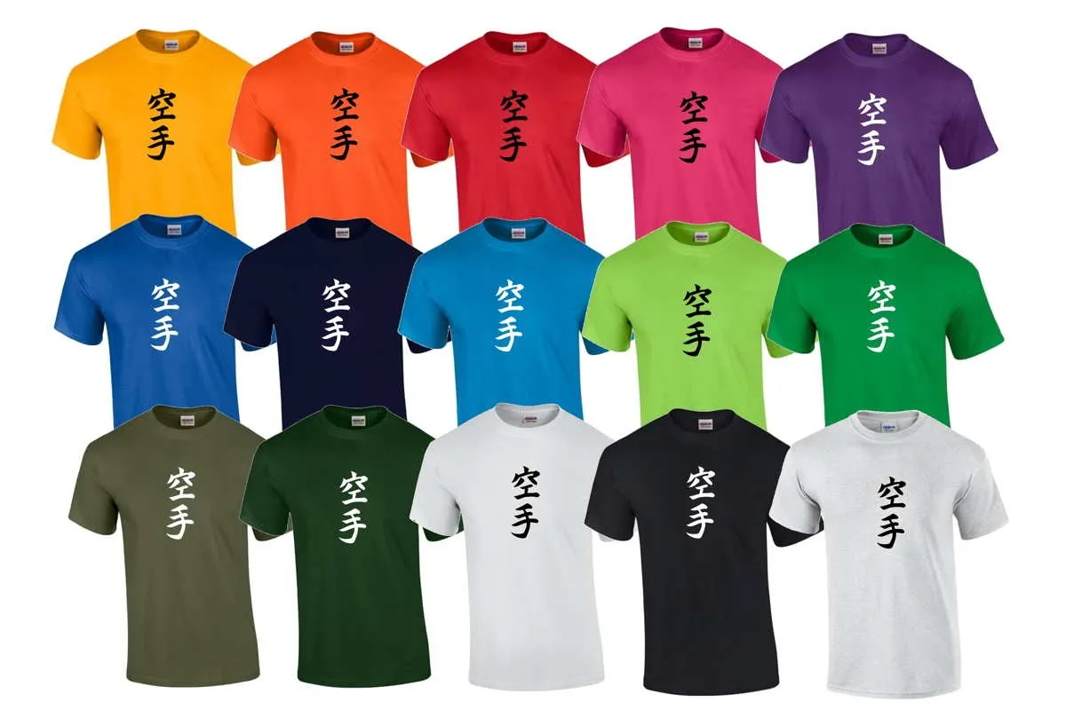 T-shirt Karate Kanji caractères differentes couleurs