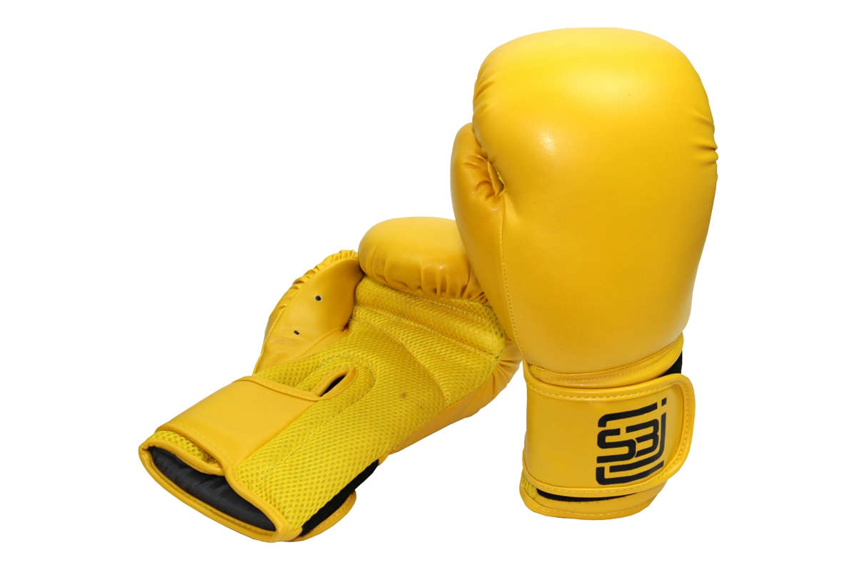 Boxhandschuhe gelb Kunstleder Klettverschluss mit