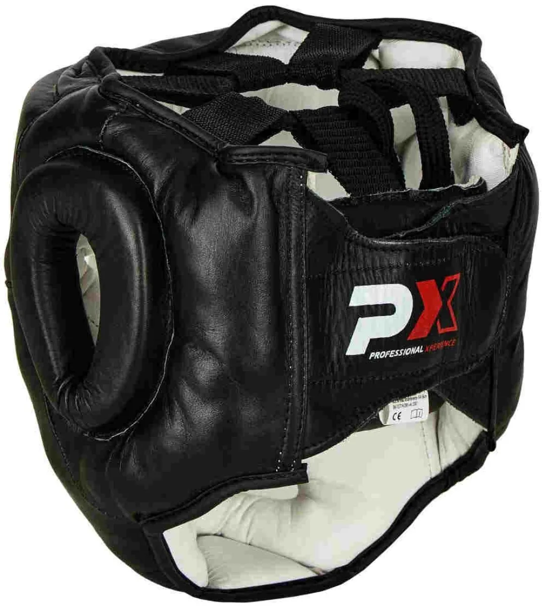 Head protection sparring genuine leather black