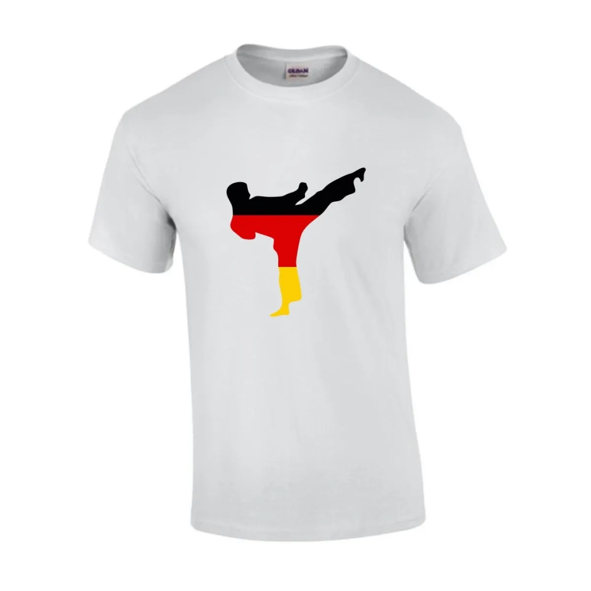 Camiseta con karateka en colores alemanes