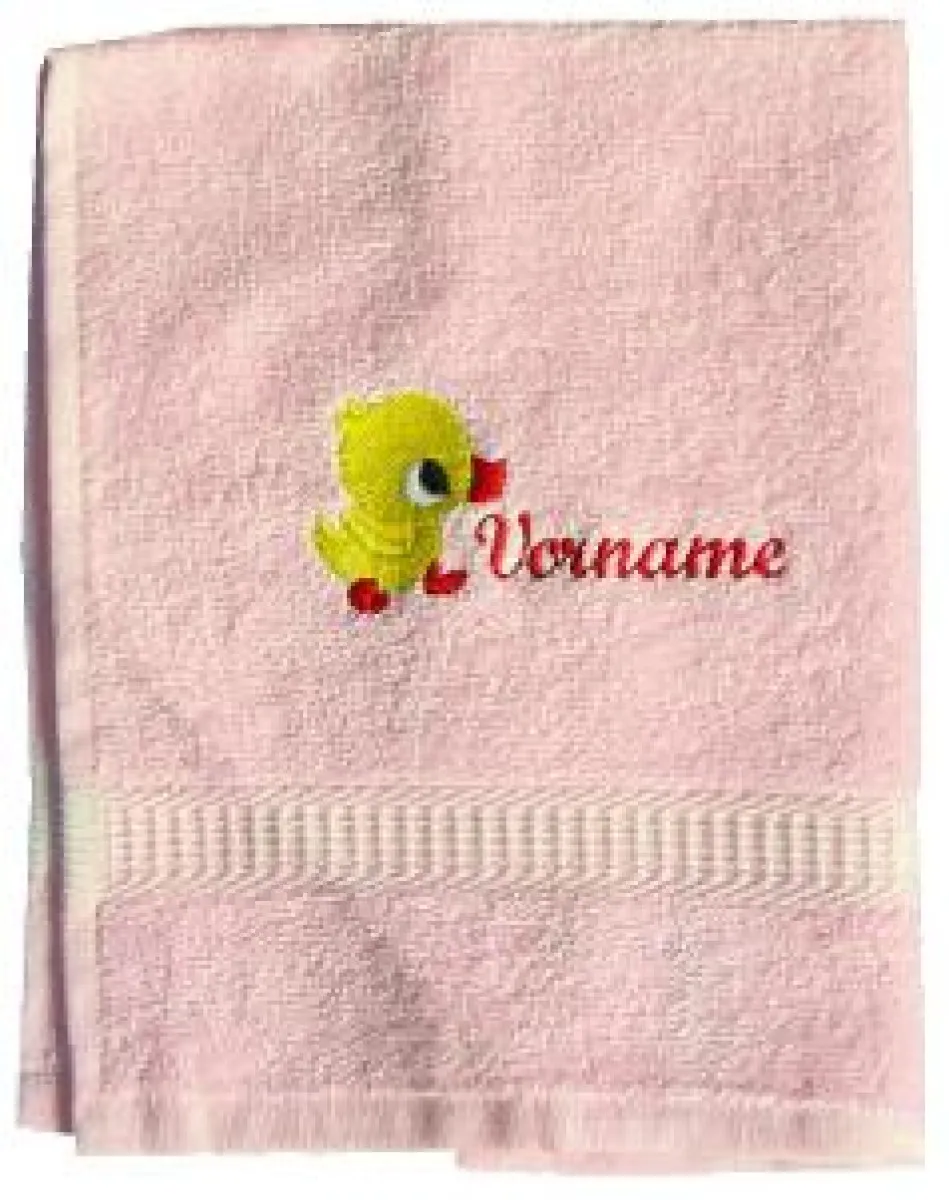 Shower and hand towels with the motif "duck with name"