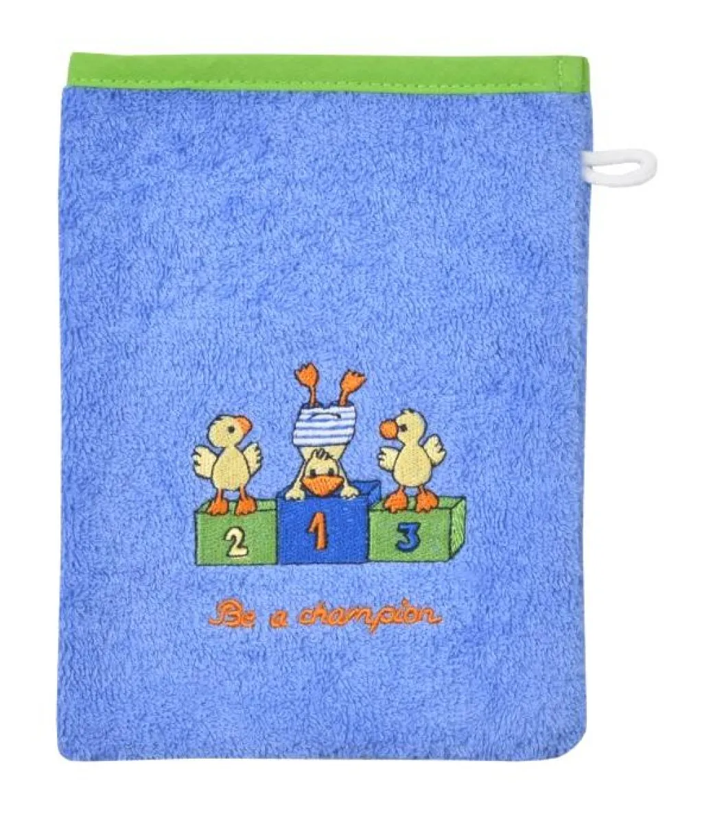 gant de toilette du tissu éponge avec motif canards