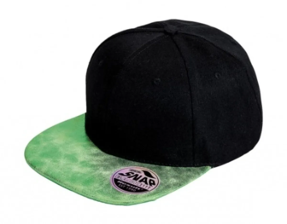 Snapback Cap mit Schirm in Perlglanz-Optik schwarz/grün