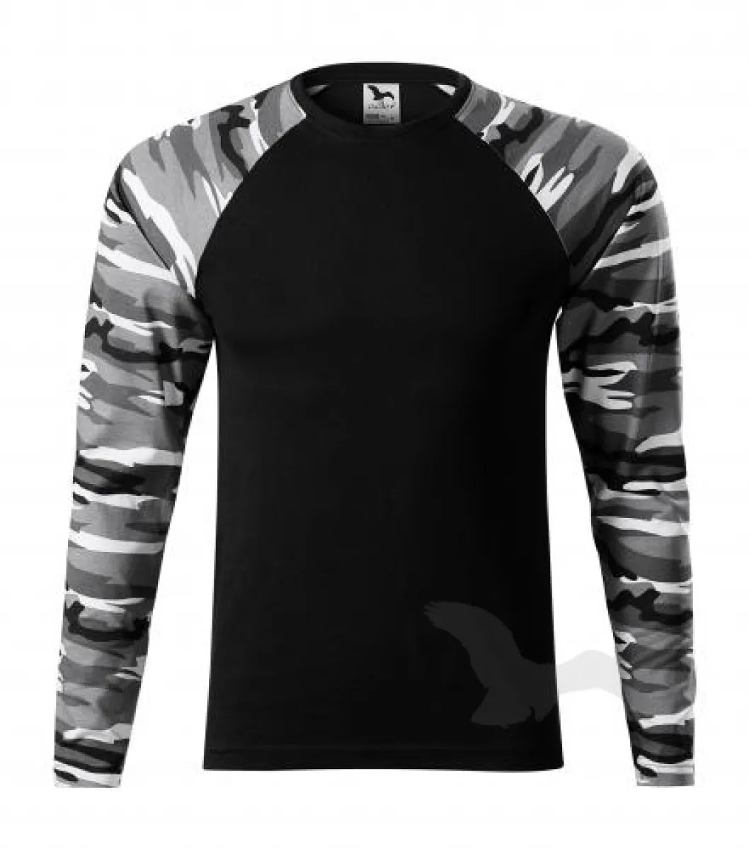 Camouflage T-shirt grey long sleeve front