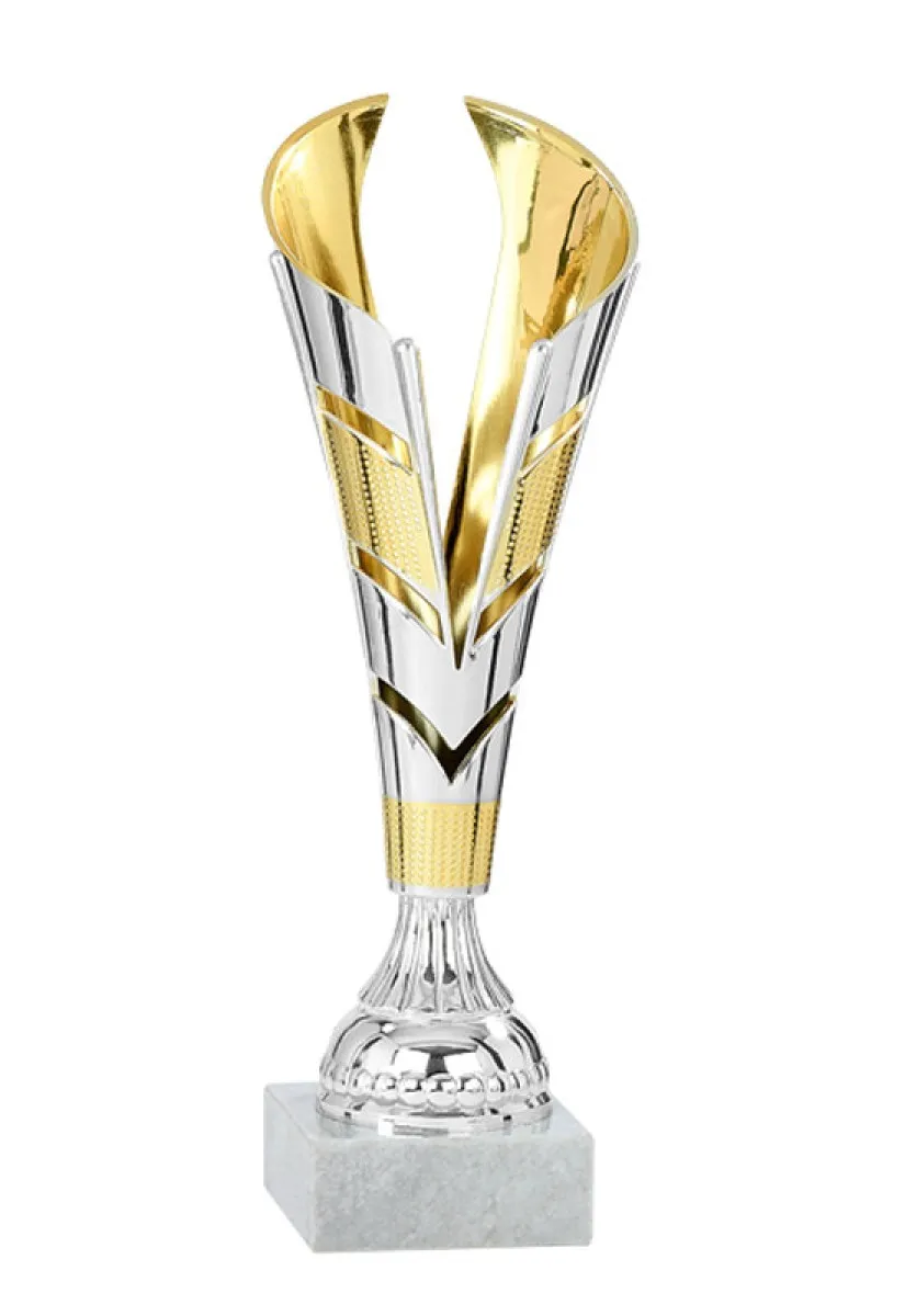 Pokal gold/silber exclusive Kelchform mit Marmorsockel
