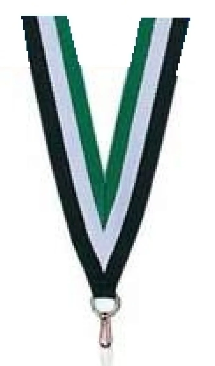 Medals ribbon green and white and black
