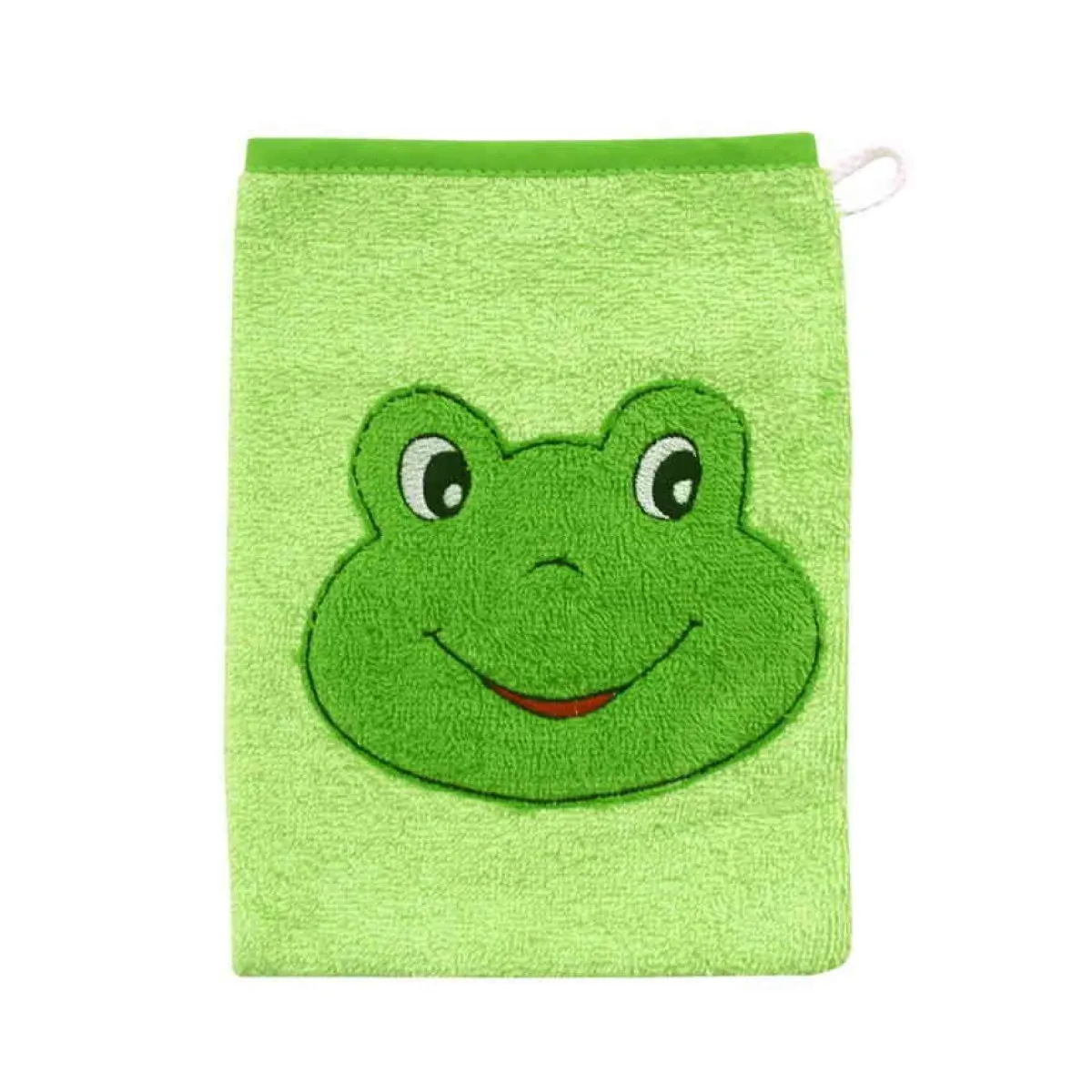Gant de toilette eponge grenouille vert