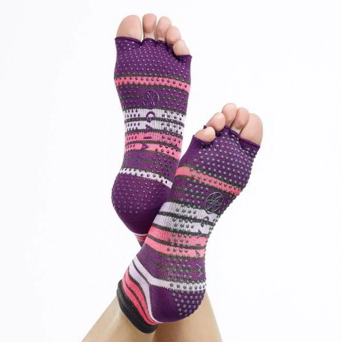 Anti-slip toeless socks Grippy purple