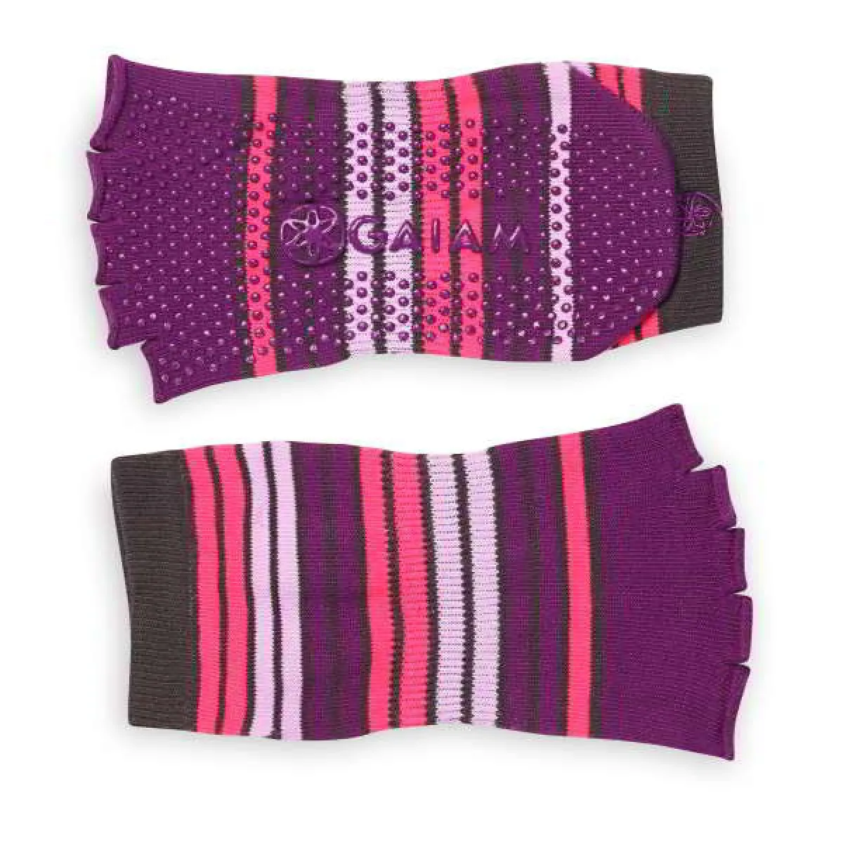 Chaussettes de yoga Gaiam antiderapantes sans orteils Grippy violet