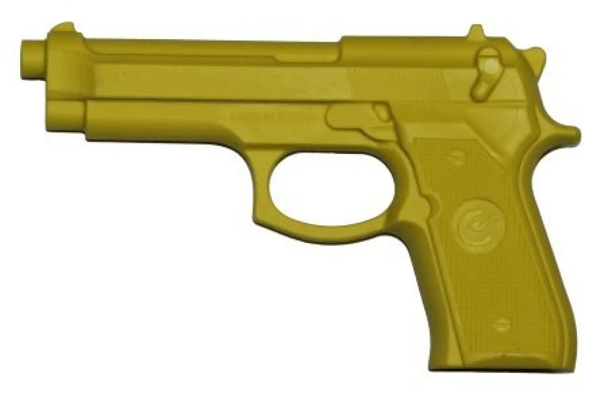 Pistola de goma con detalles en amarillo
