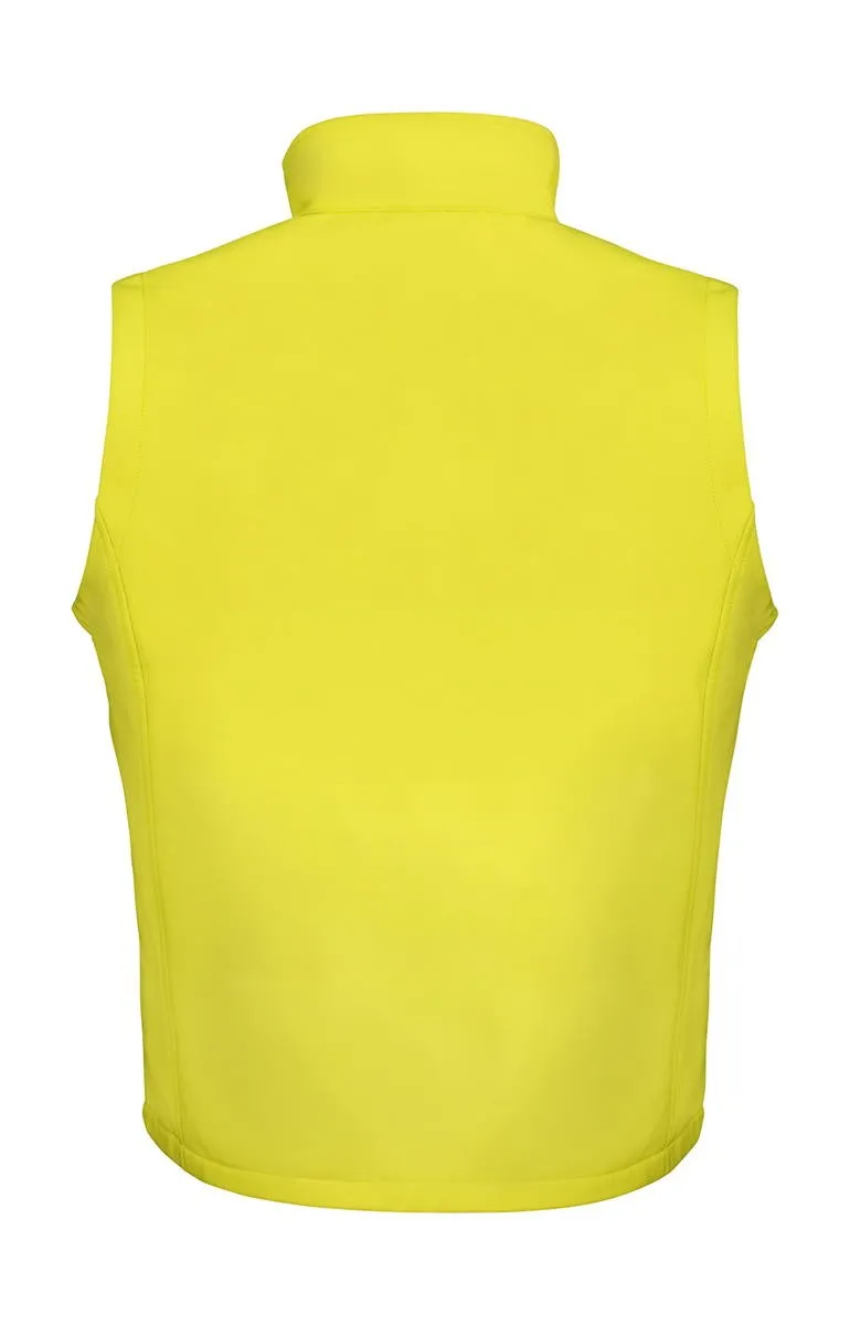 Herren Softshell Bodywarmer gelb/schwarz bedruckbar Rückseiteseite