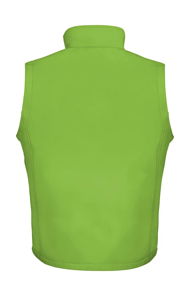Herren Softshell Bodywarmer grün/schwarz bedruckbar Rückseite