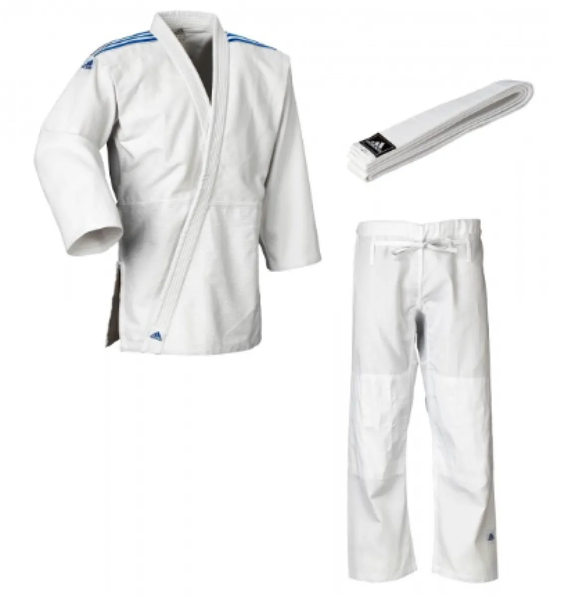 adidas Judoanzug Club weiß/blaue Streifen Kompletter Anzug