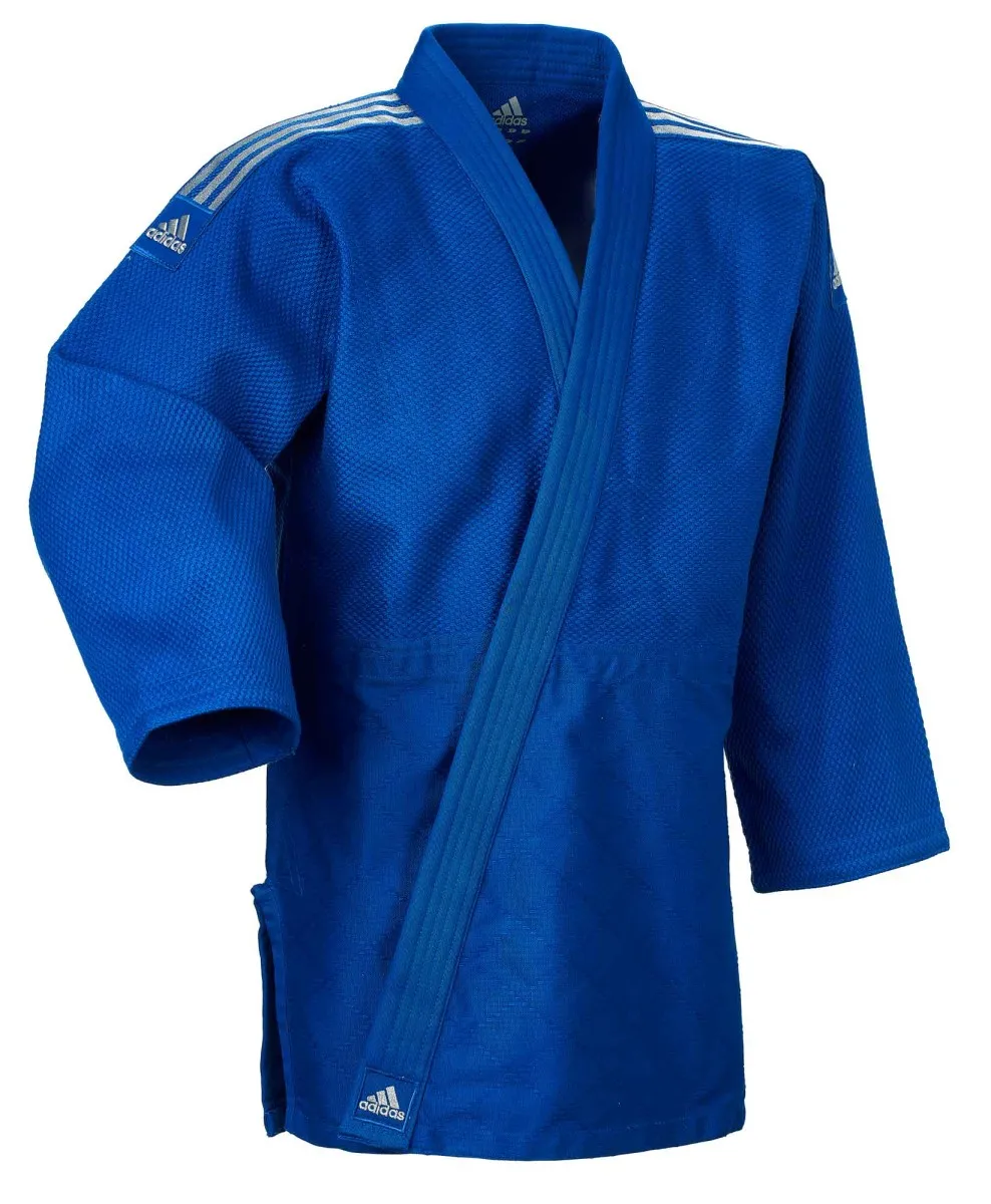 Kimono de Judo Adidas Contest J650B bleu avec bandes d épaules argentées