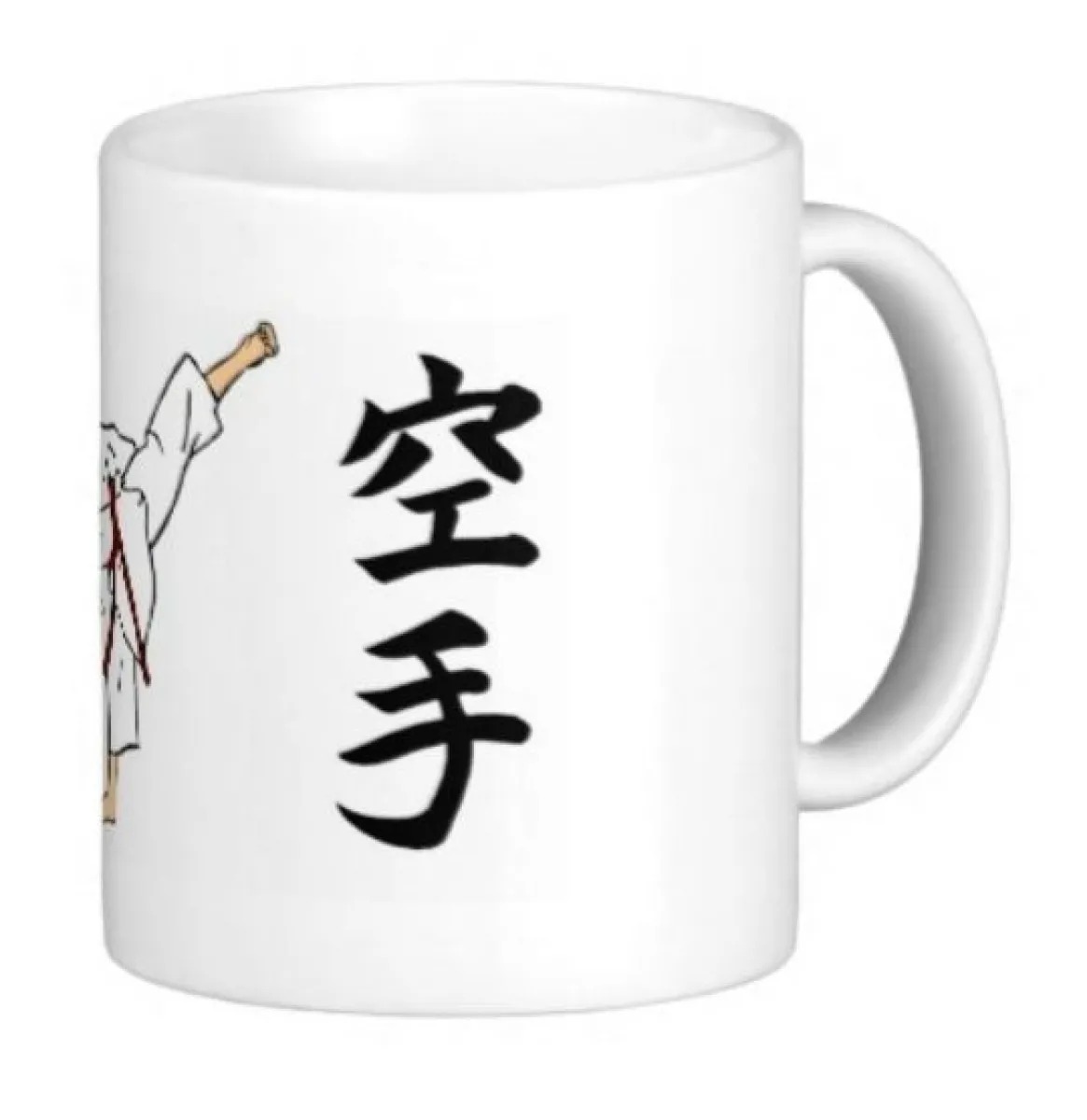 cup white printed with karate figure