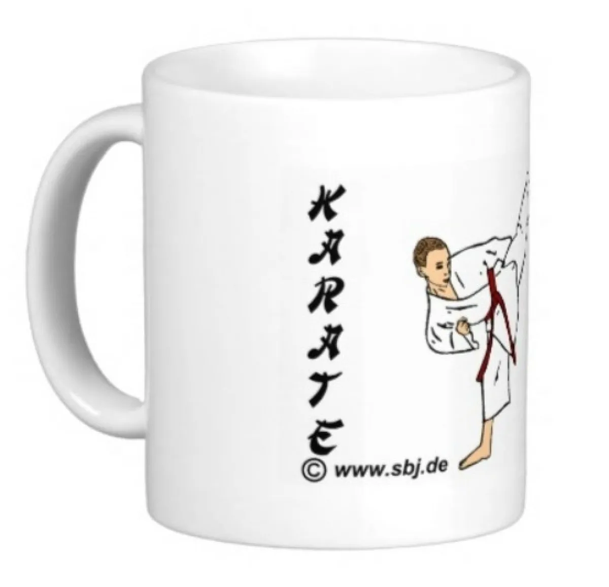 Tasse weiß bedruckt mit Karate Figur