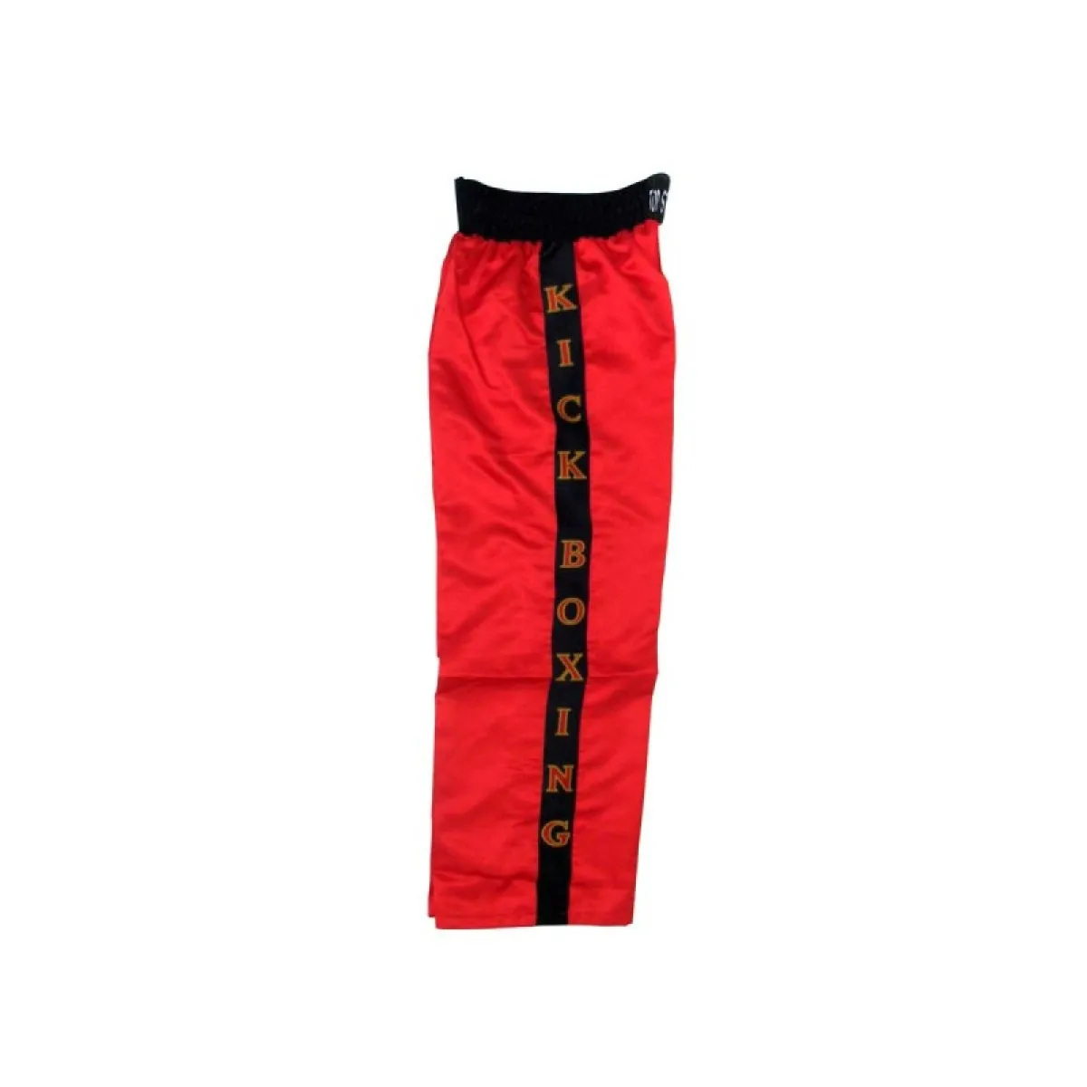 Pantalón de kickboxing rojo con rayas negras y kickboxing