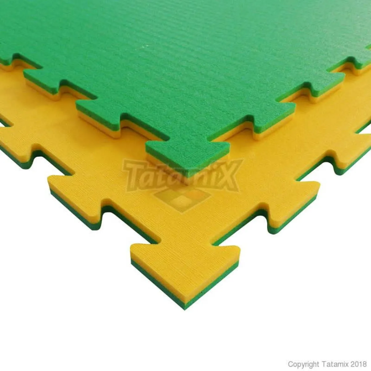 Tapis d arts martiaux Tatami ecole B14FR jaune/vert 100 cm x 100 cm x 1,4 cm