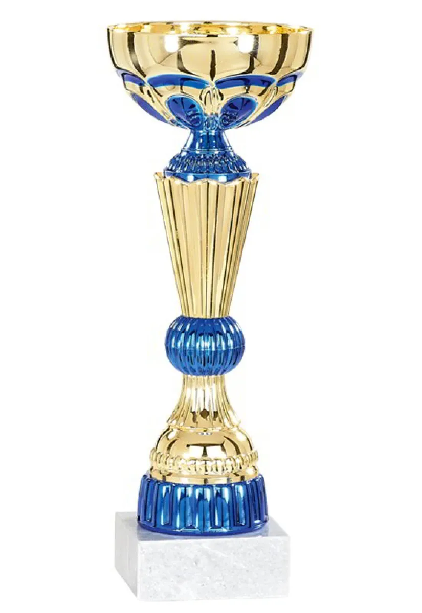 Gold/red plastic trophy with marble base