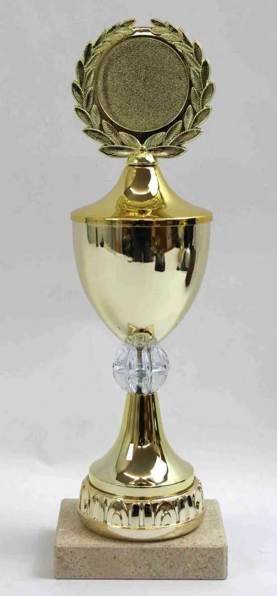 Pokal gold mit Lorbeerkranz 32 cm