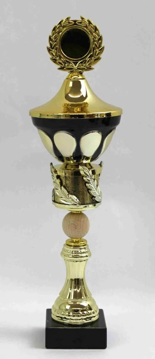 Pokal gold/braun mit Lorbeerkranz 29 cm