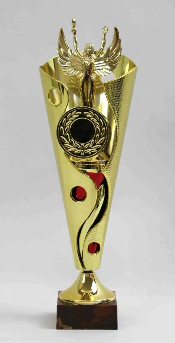 Pokal gold/rot mit Engel 34 cm