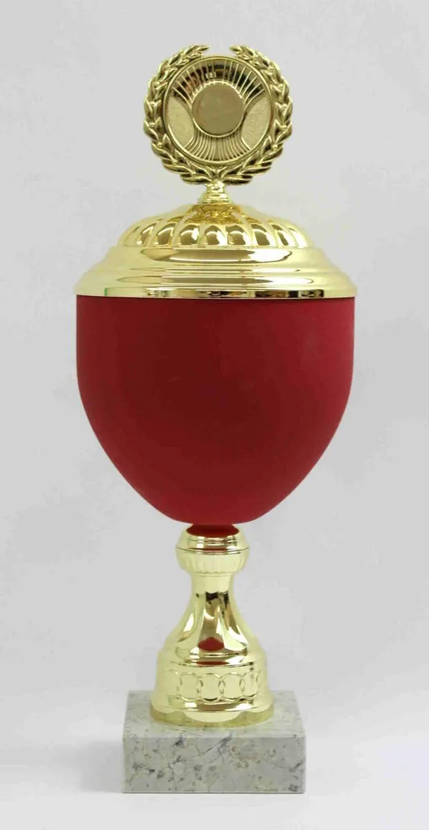Pokal rot/gold mit Lorbeerkranz