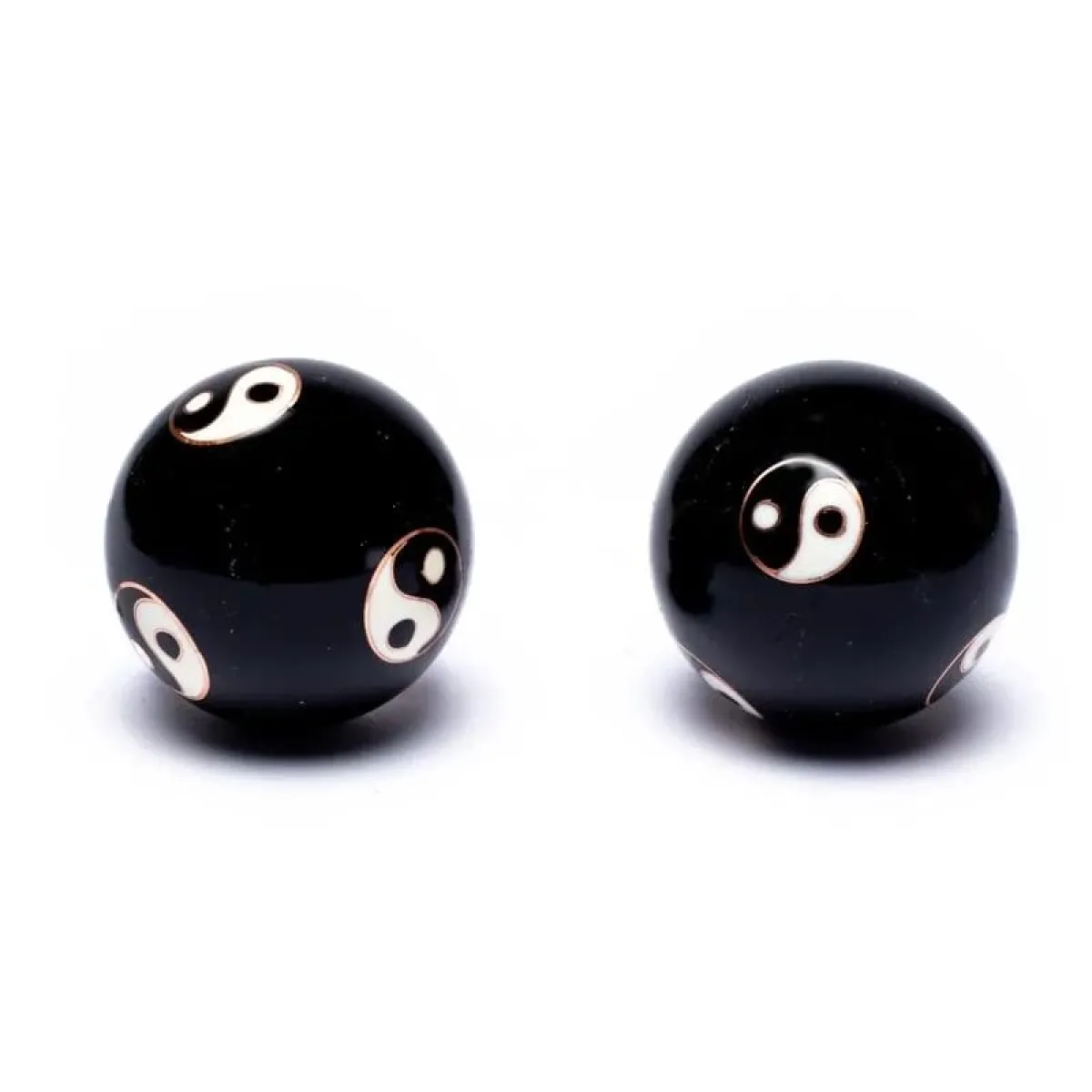 Qi Gong beads sound beads black with YingYang 4 cm