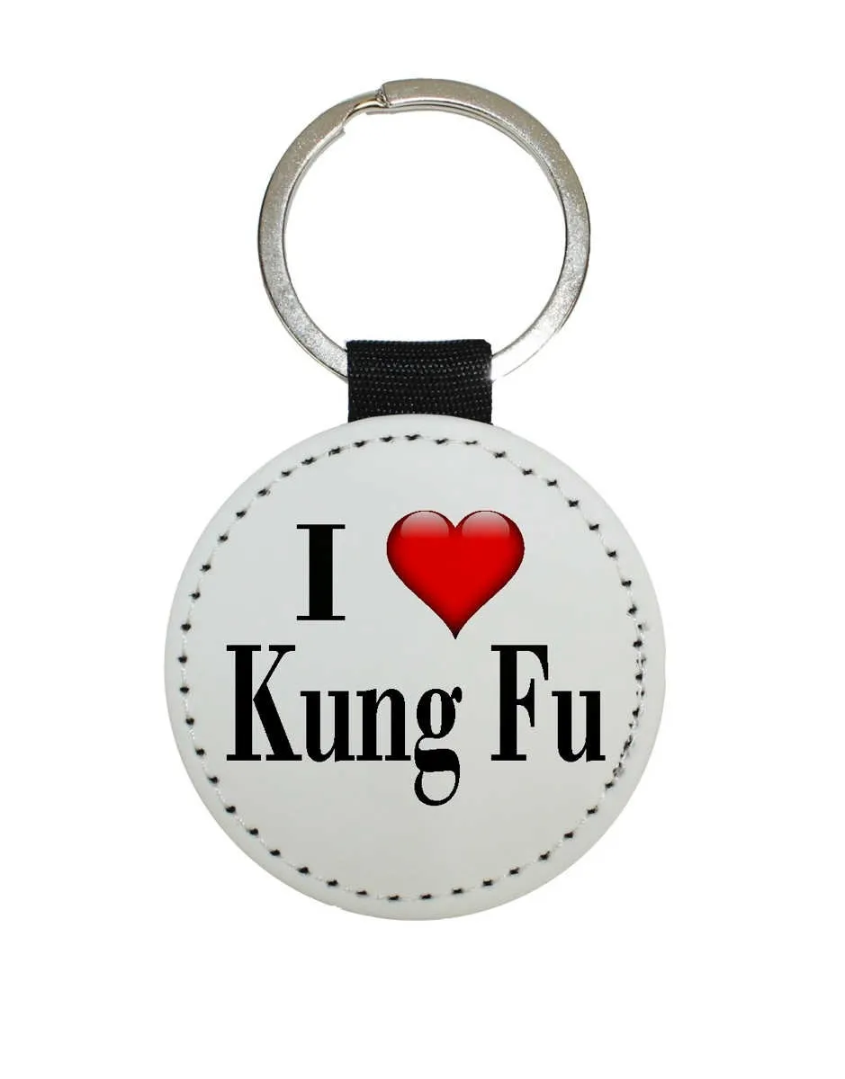 Key rings in different colors motif I Love Kung Fu