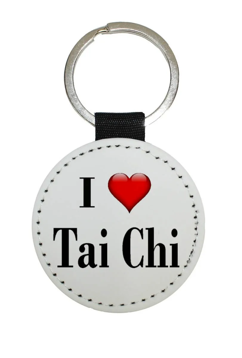 Schlüsselanhänger rund Kunstleder I Love Tai Chi
