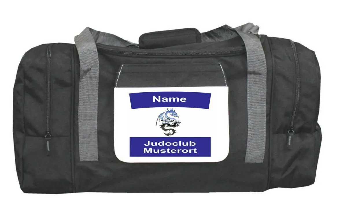 Sports bag with judo judo suit back number and logo, 4 compartments, 60x27x30 cm