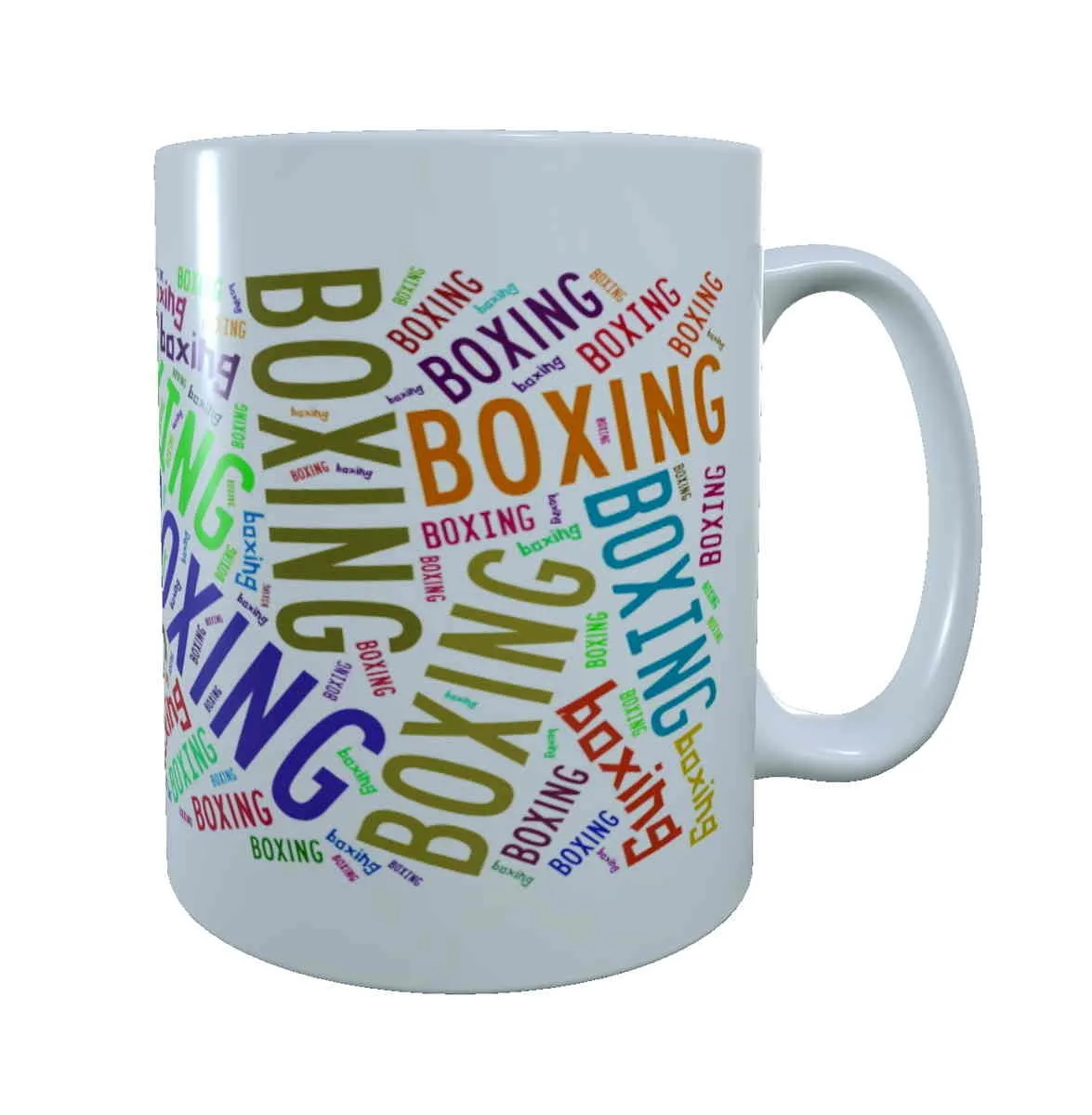 Tasse blanche imprimee avec Boxing multicolore