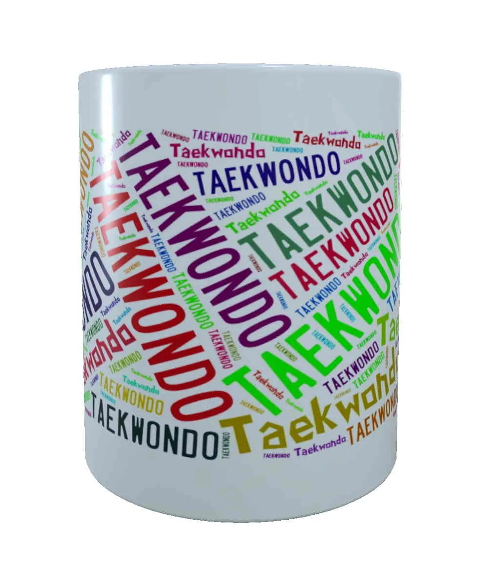 cup white printed with Taekwondo colourful