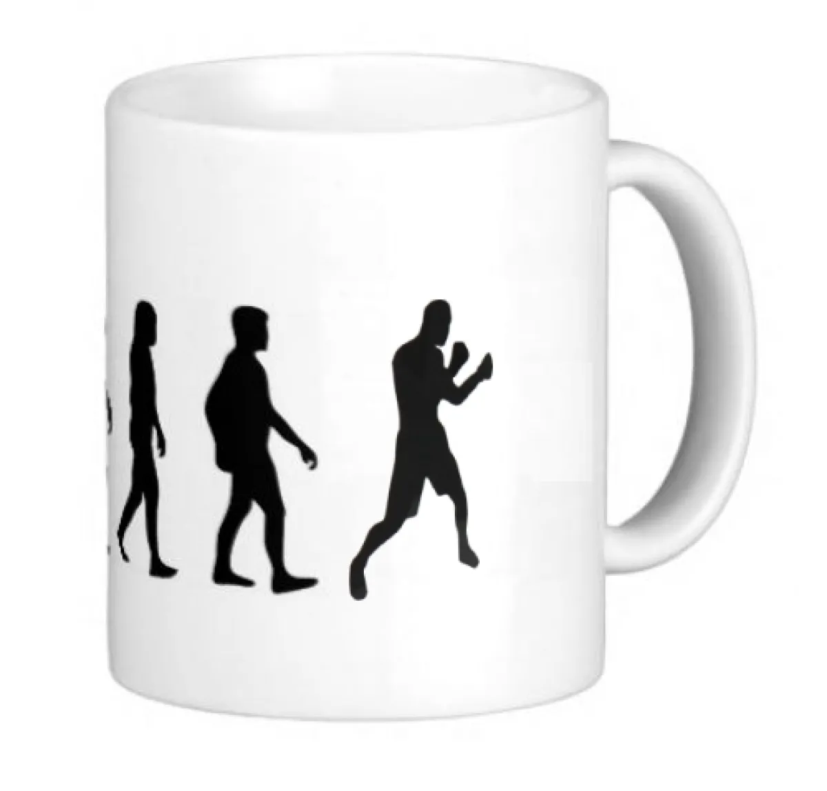 White mug printed with Boxing Evolution