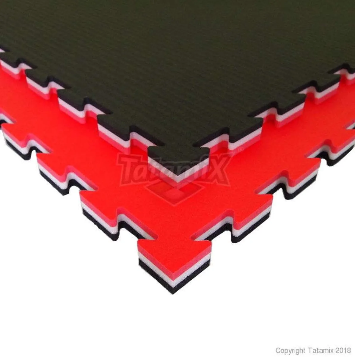 Matte Tatami J30L schwarz/weiß/rot 100 cm x 100 cm x 3 cm