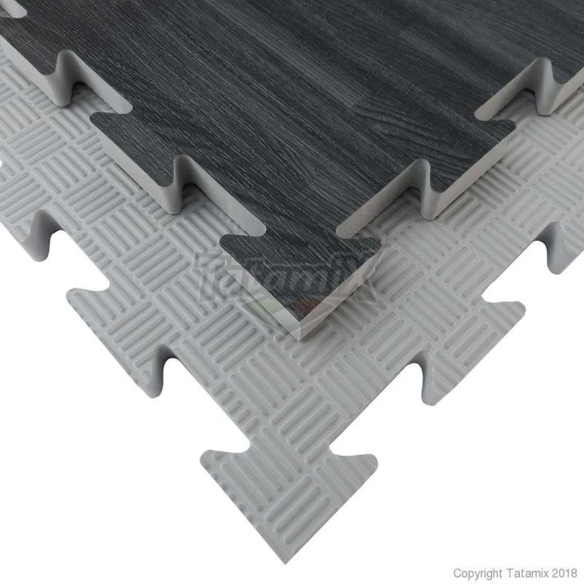 Tapis d arts martiaux Tatami W20P aspect bois noir/gris 100 cm x 100 cm x 2 cm