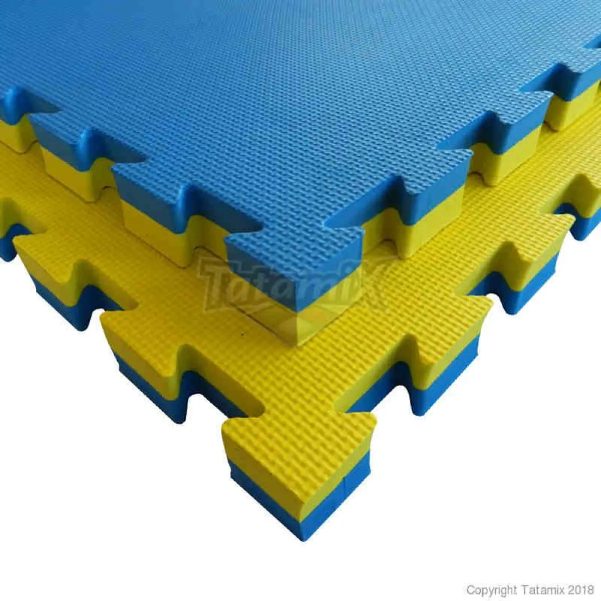 Tapis Tatami E40S jaune/bleu 100 cm x 100 cm x 4 cm