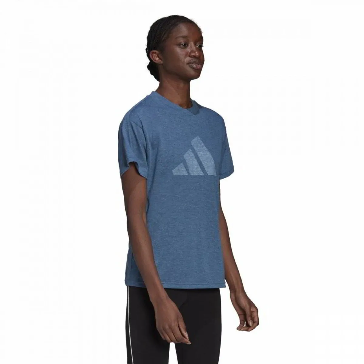 adidas Damen T-Shirt blau melage TEE 3.0